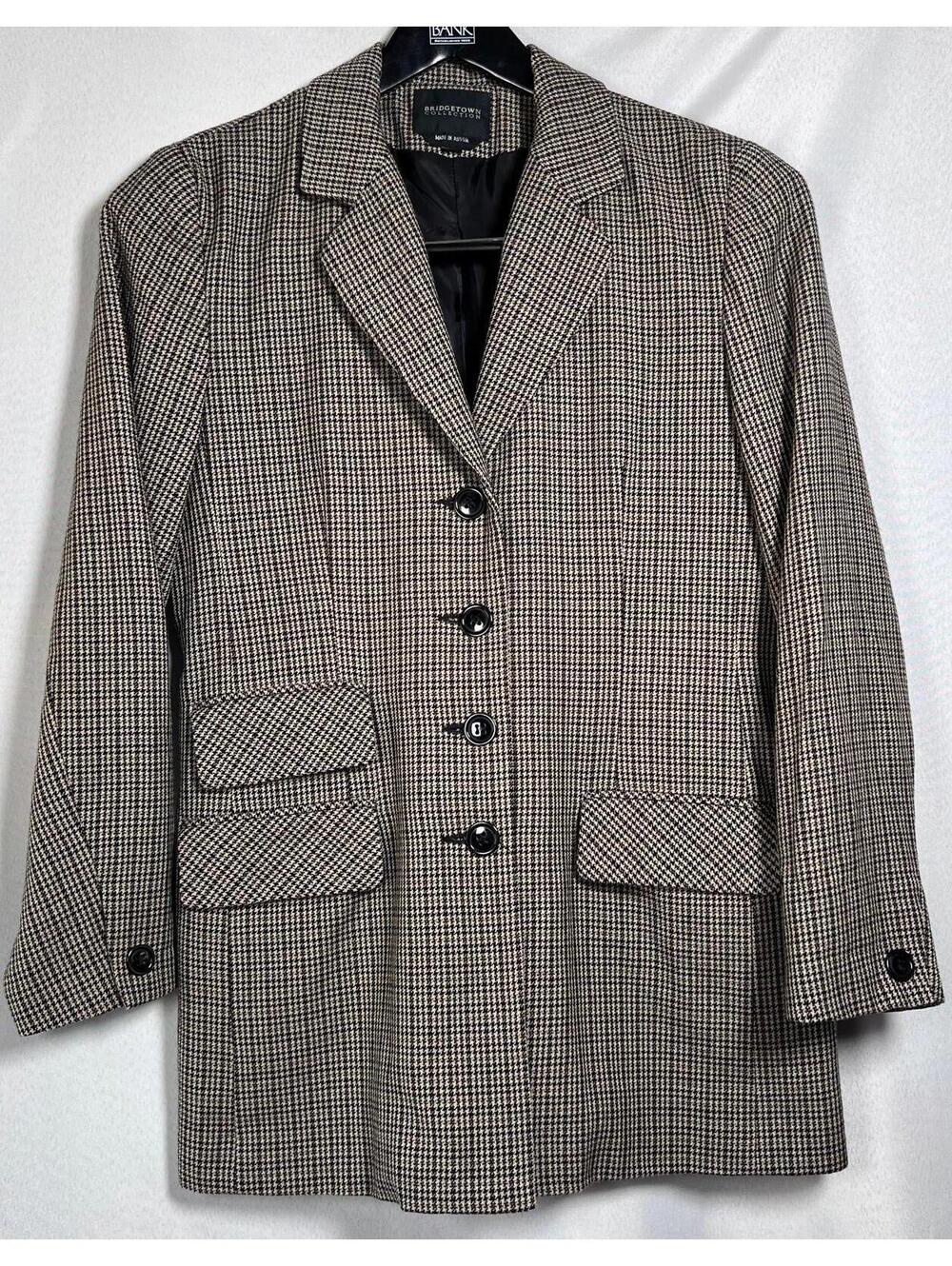 Bridgtown Collection Women's Houndstooth Wool Blazer Jacket